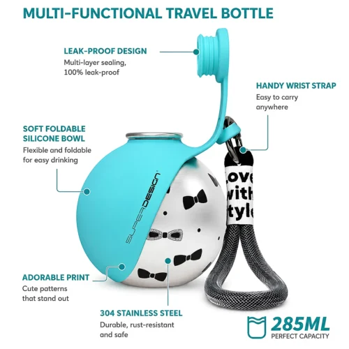 Portable Dog Water Bottle with Foldable Bowl
